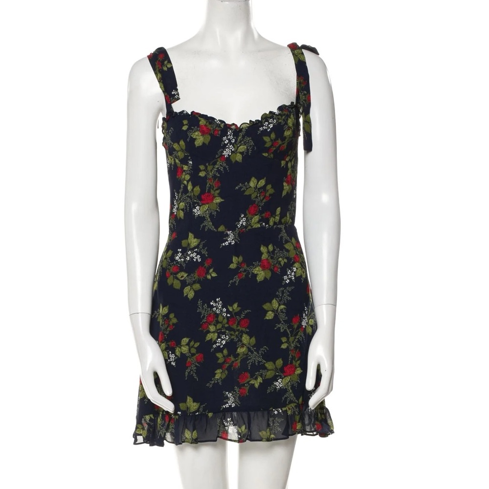 Reformation Blue Navy Floral Christine Mini Dress